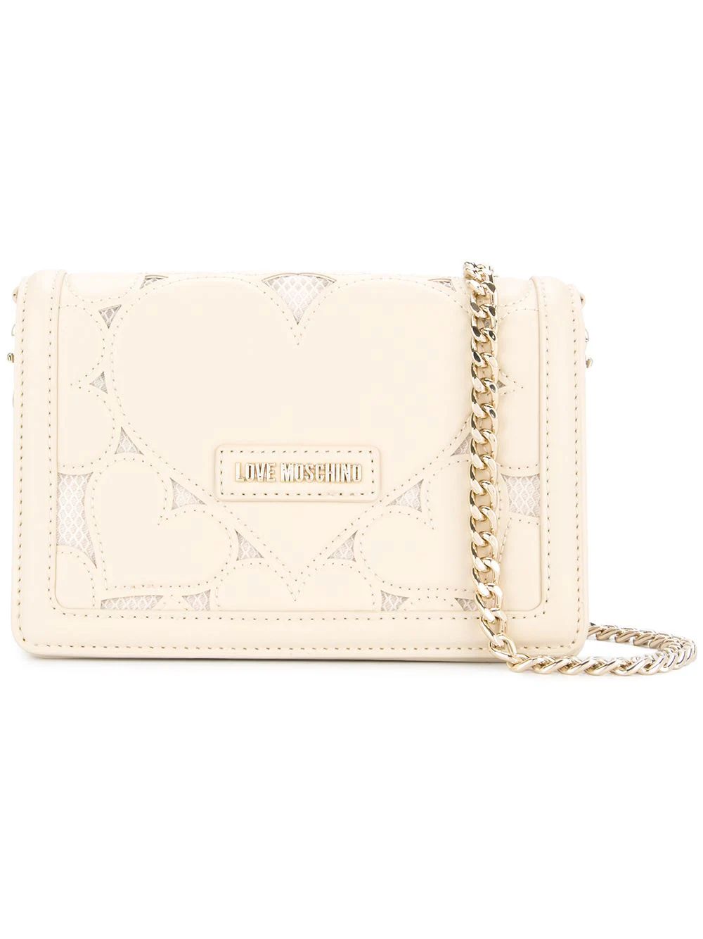 Love Moschino hearts chain strap crossbody bag - White | FarFetch US