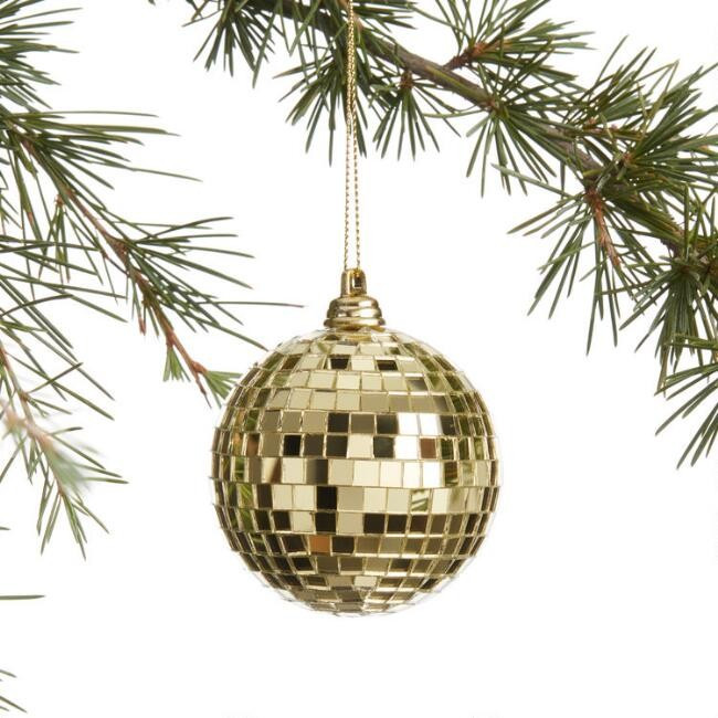 Gold Mirrored Disco Ball Ornaments Set of 2 | World Market