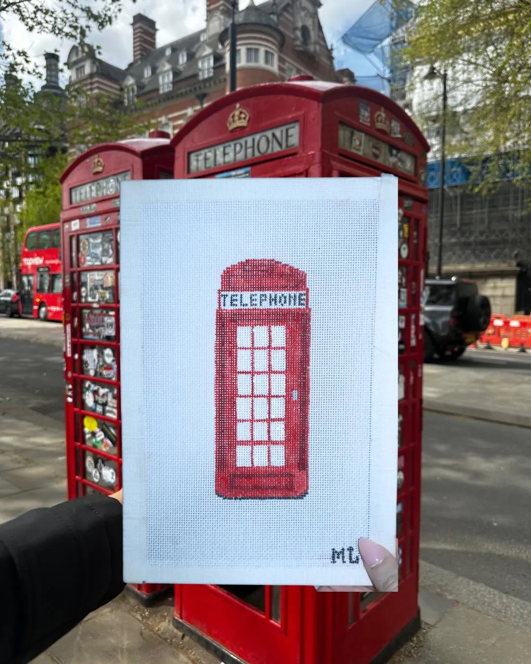 London Telephone Booth | Hand-Painted Needlepoint Canvas | 18 Mesh | Made to Order  | Canvas Only | Etsy (US)