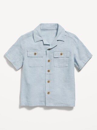 Short-Sleeve Linen-Blend Camp Shirt for Toddler Boys | Old Navy (US)