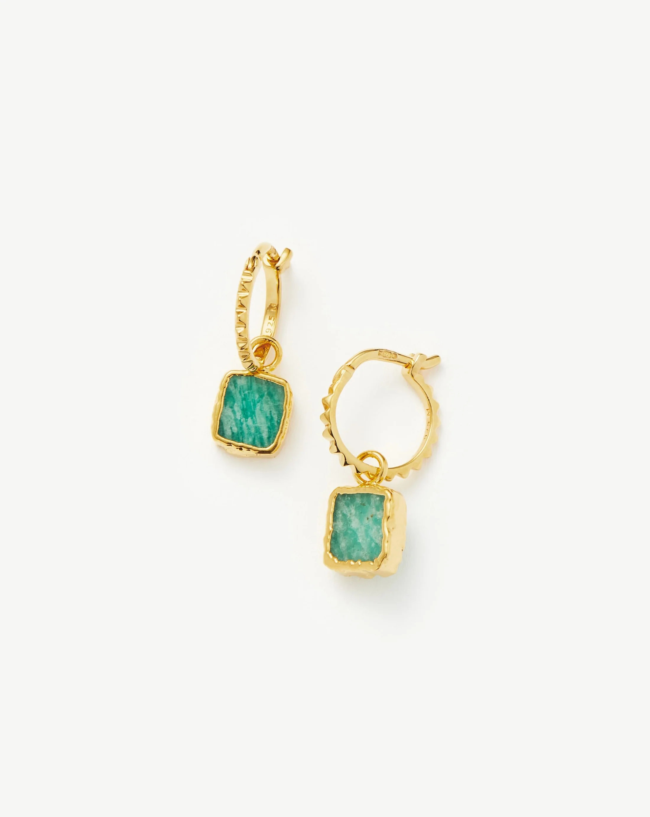 Mini Pyramid Charm Hoop Earrings | Gold/Amazonite | Missoma UK