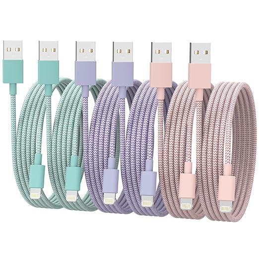 [Apple MFi Certified] iPhone Charger, 6Pack (3/3/6/6/6/10 FT) Fast Charging Long Lightning Cable,... | Amazon (US)