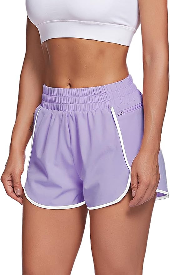 LaLaLa Womens Workout Shorts with Zip Pocket Quick-Dry Athletic Shorts Sports Elastic Waist Runni... | Amazon (US)