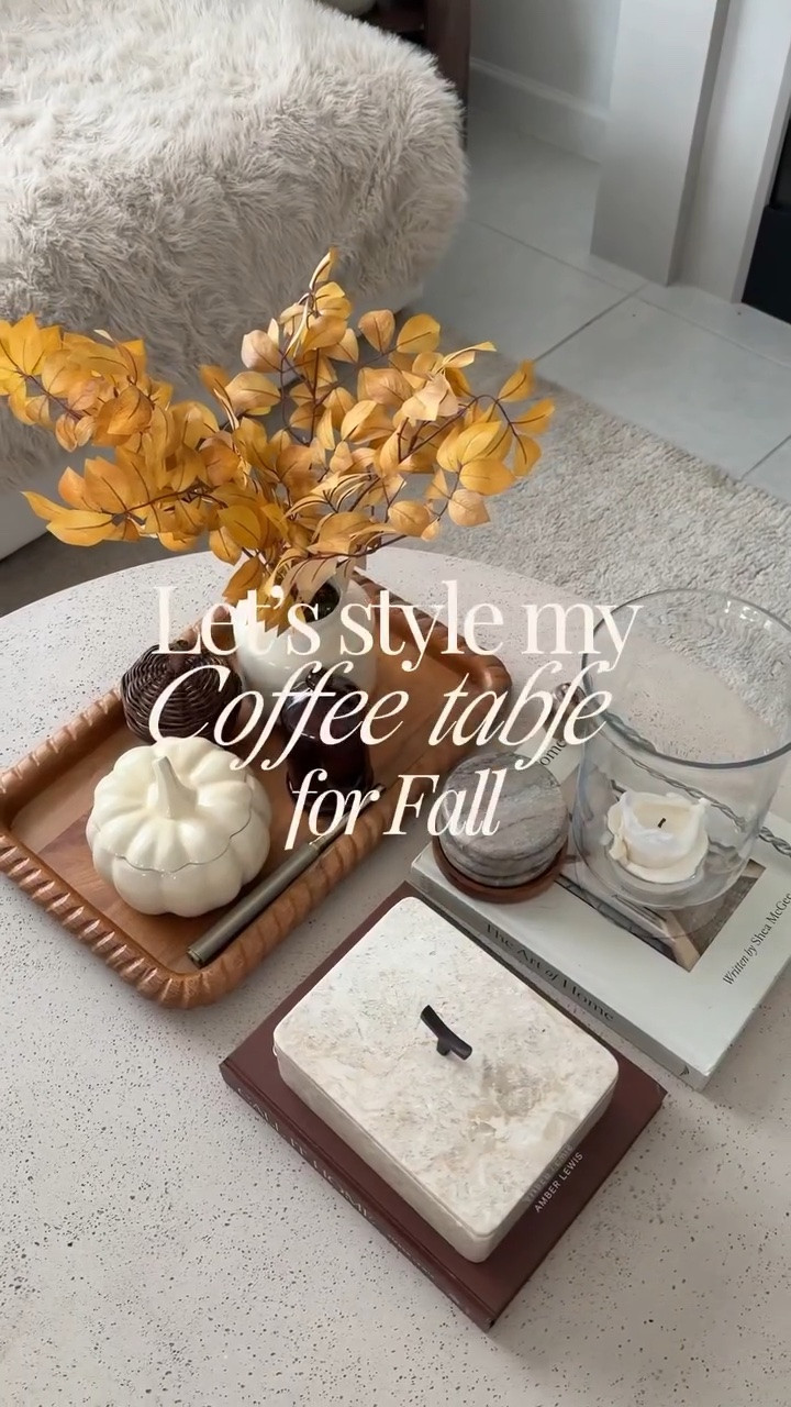 Giving my coffee table a cozy fall refresh 🍂 #fall #fallaesthetic #falldecor #coffeetablestyling #fallvibes
