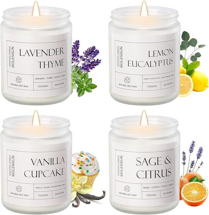 4 Pack Candles for Home Scented, Mother's Day Gifts, 28 oz Long Lasting Candles, Soy Candle Set G... | Amazon (US)