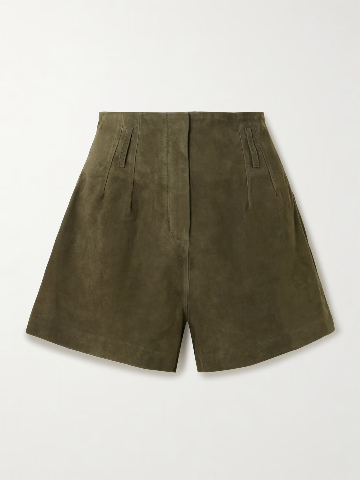 The Frankie Shop - Lise Suede Shorts - Army green | NET-A-PORTER (UK & EU)
