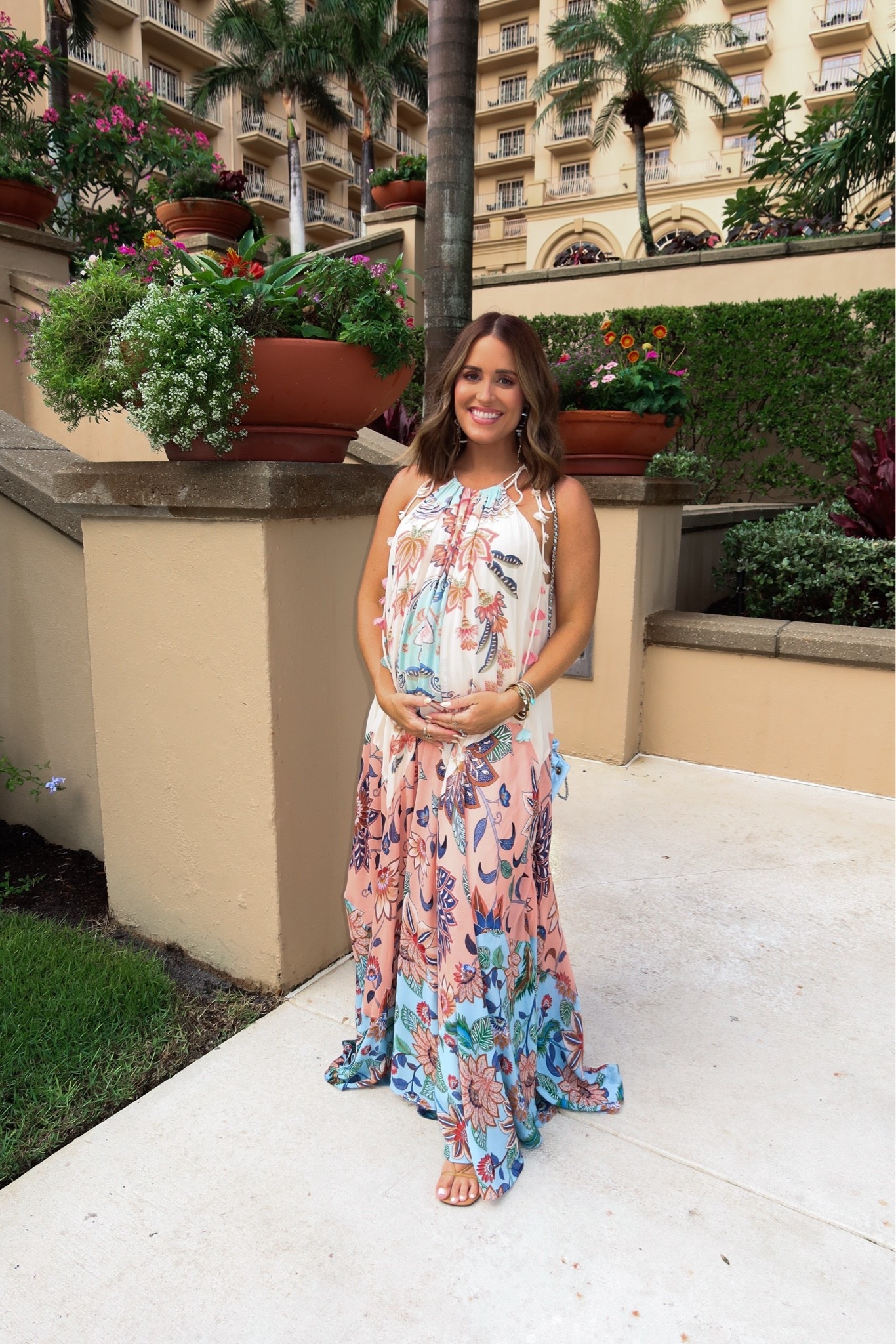 Vacation dinner outfit- wearing an xs in this Farm Rio dress from Anthro. It’s a splurge, but so flattering and I always get so many compliments! I’m also currently 23 weeks pregnant & this style is very bump friendly. Would also be a really pretty wedding guest dress! 

Resort wear || vacation looks || dinner outfit || maternity outfits || bump friendly || summer outfits || summer vacation || wedding guest dress

#LTKBump #LTKootd #LTKSeasonal