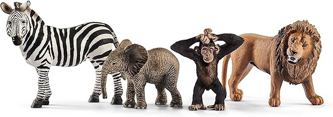 Schleich Wild Life - Starter Set, Includes 4 x Collectible Toy Animals, Zebra, Lion, Baby African... | Amazon (US)