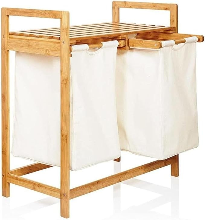 YOU SUPERIOR Bamboo Laundry Hamper With Dual Compartments Wooden Bamboo Laundry Organizer Cabinet... | Amazon (US)
