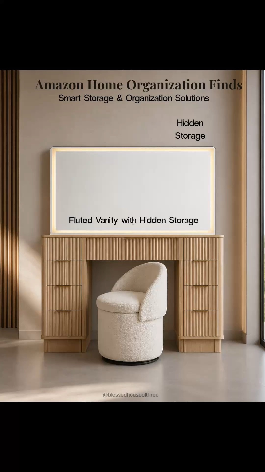 Amazon home organization finds that help maximize storage without sacrificing style. From a fluted vanity with hidden storage to a beautiful wall cabinet and a 3-tier skincare organizer, these are some of my favorite ways to keep bathrooms and vanities organized while maintaining a clean, modern look. Perfect for small spaces, bathroom organization, vanity storage, countertop organization, and everyday home essentials. Save this post for your next home refresh and follow me on LTK for daily home decor, organization ideas, fashion finds, and Amazon favorites.

#LTKHome #LTKSaleAlert