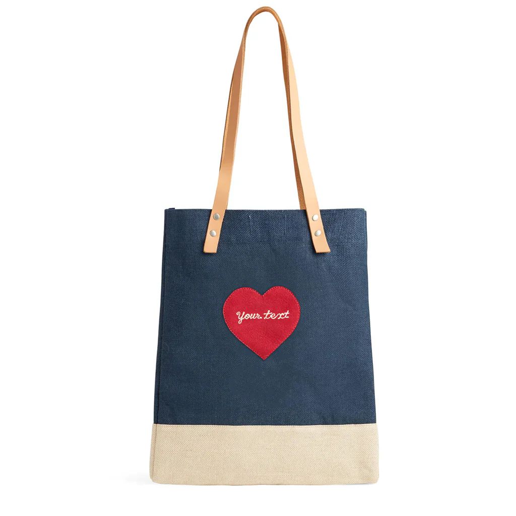 Wine Tote in Navy with Embroidered Heart Only available once per year | Apolis