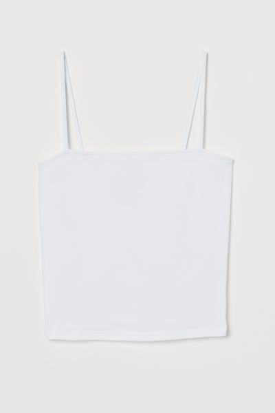 Fitted, cropped camisole top in cotton jersey with narrow shoulder straps.CompositionCotton 95%, ... | H&M (US + CA)