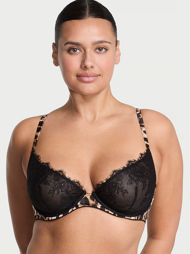 Rose Lace & Satin Unlined Plunge Demi Bra | Victoria's Secret (US / CA )