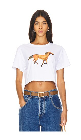Polychrome Goods Horse Crop Top in White. - size XS | Revolve Clothing (Global)