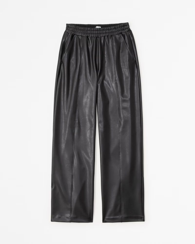 Classic Vegan Leather Straight Leg Pant | Abercrombie & Fitch (US)