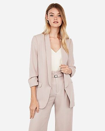 ruched sleeve boyfriend blazer | Express