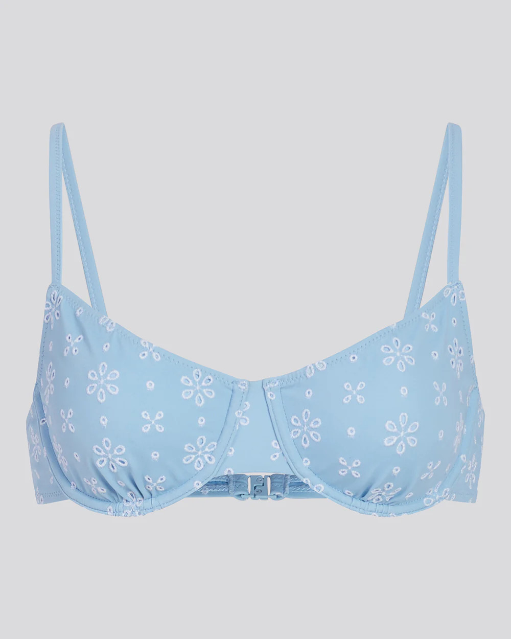 The Daphne Eyelet Bikini Top in Powder Blue | Solid & Striped