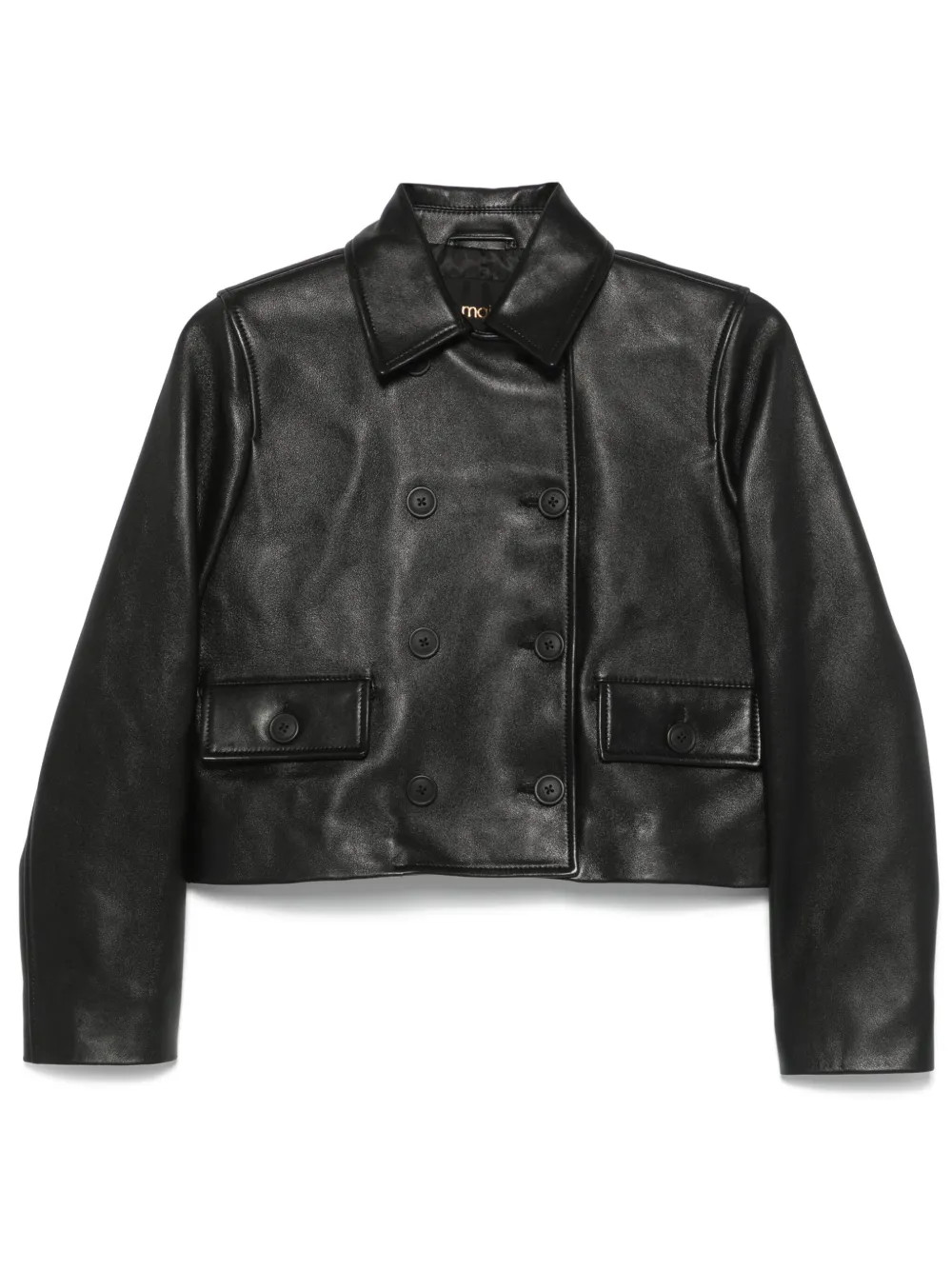 Maje Cropped Leather Jacket | Black | FARFETCH BE | Farfetch Global