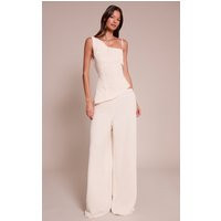 Cream Chiffon Straight Leg Pants | PrettyLittleThing US