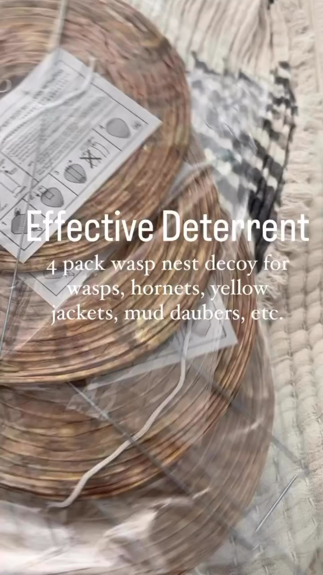 A natural, no-chemical wasp deterrent 🤍
These do work, but it’s necessary to clear and destroy real nests before hanging the decoys (don’t skip this step!). I’ve used these for the past two summers 🙌🏼They are also linked in our bio for quick access ✨ #outdoorliving 

#LTKHome #LTKFindsUnder50 #LTKSwim