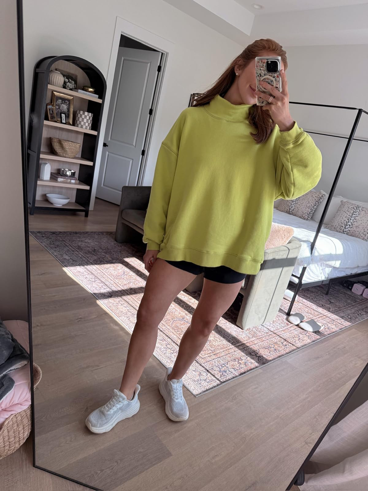 Loving my new chartreuse tunic mockneck! It's oversized, insanely soft, and the longer length makes it perfect to pair with biker shorts or leggings for an easy, comfy look 

 #LTKootd #LTKmomlife #LTKActive