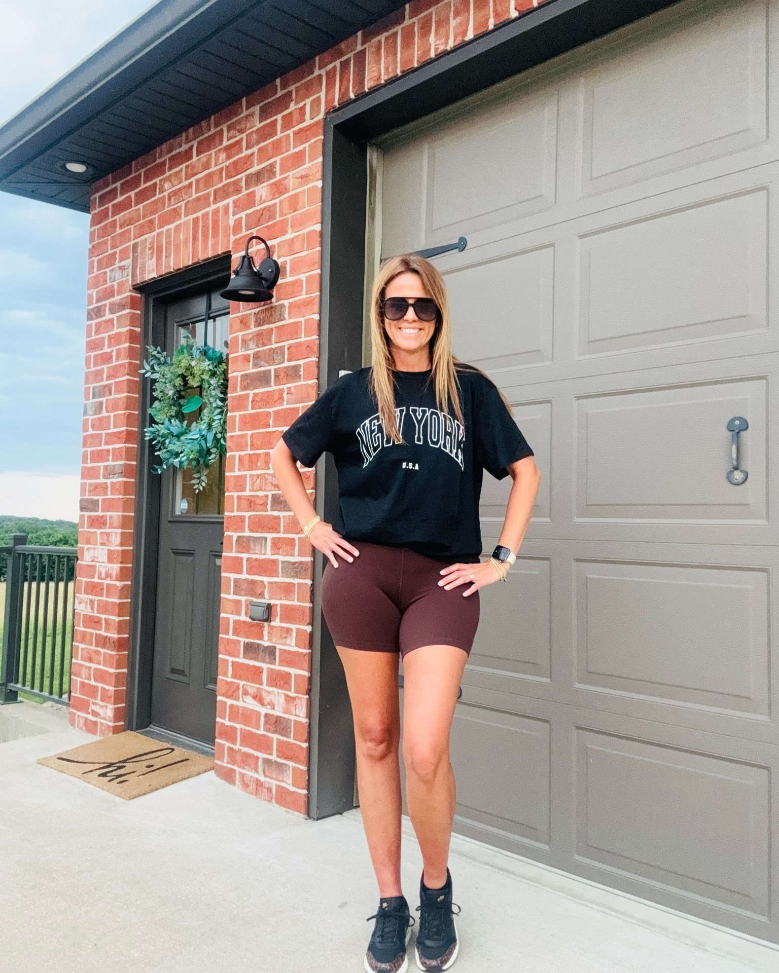 Comfy vibes right here! 🤎🖤

This Amazon look is giving effortless style:
✨ Oversized graphic New York tee
✨ Buttery-soft CRZ YOGA shorts
✨ Classic Nike's
✨ Oversized sunnies to complete the look

Simple, comfortable, and easy to throw on while still looking put together. You really can’t go wrong with Amazon! 🤍

🛍️ Everything is linked in my Shop LTK and Amazon Storefront!

#AmazonFashion #AmazonFinds #AmazonStyle #CasualStyle #EverydayFashion #OOTD #WeekendStyle #MomStyle  #AffordableFashion #SummerStyle #MidwestMamaStyle #FashionFinds #AmazonInfluencer #shopmystyle #StyleOnABudget #LookForLess

#LTKootd #LTKfitnessgoals #LTKmomlife