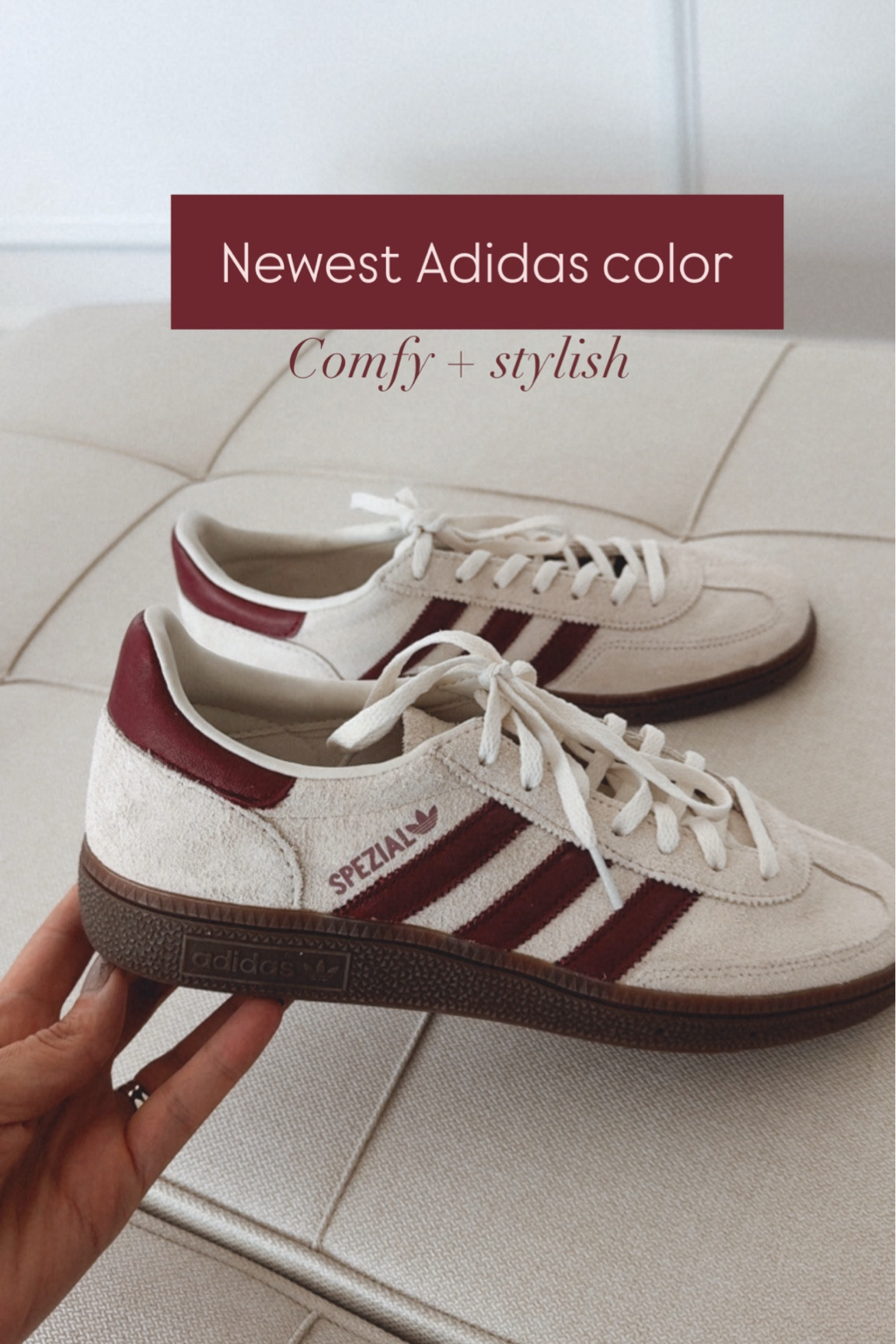 Newest Adidas color 
Burgundy + cream 
Sooo pretty 
Comfortable and so stylish sneakers 
Perfect for a casual or travel look 


#LTKShoeCrush #LTKGiftGuide #LTKHoliday
