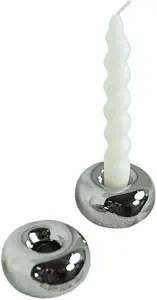 Silver Candle Holder Set of 2, Silver Modern Doughnut Shaped Ceramic Candlestick Holder for Home ... | Amazon (US)