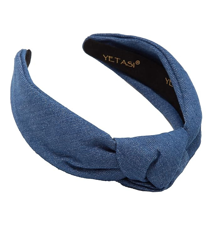 YETASI Trendy Denim Headbands for Women . Long Lasting Blue Jean Knotted Headband for Women | Amazon (US)