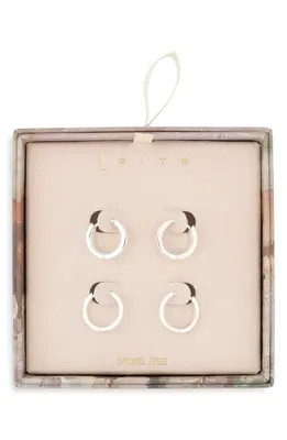 Leith Set of 2 Huggie Hoop Earrings in Silver at Nordstrom Rack | Nordstrom Rack
