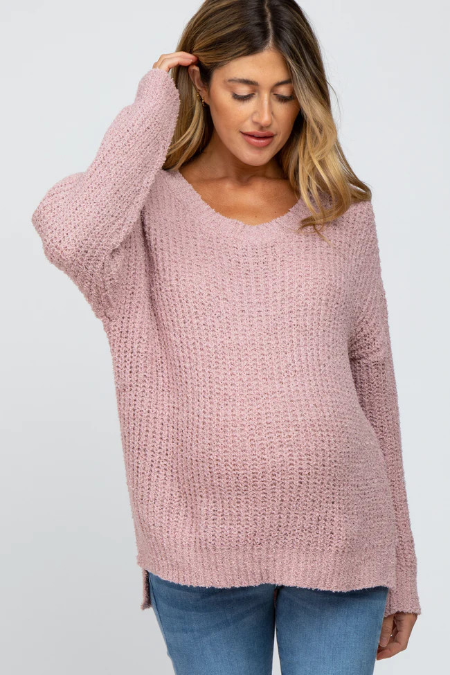 Light Pink Dropped Shoulder Maternity Sweater | PinkBlush Maternity