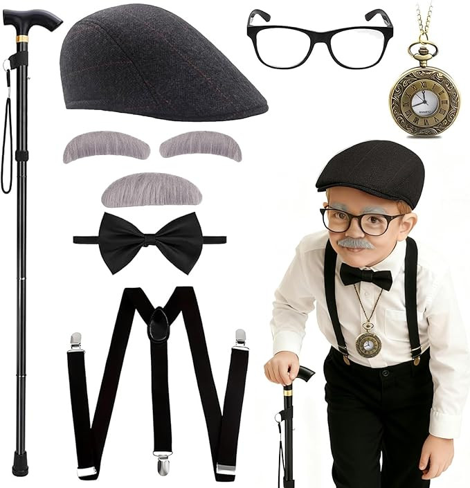 Old Man Costume for Kids and Boys – 100 Days of School Costume Boys Dress Up, Grandpa Costume | Amazon (US)