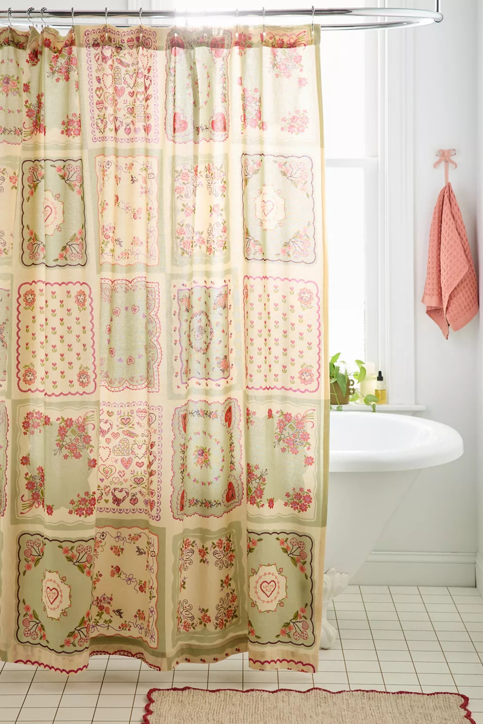 Needlepoint Hankies Patterned Shower Curtain | Urban Outfitters (US and RoW)