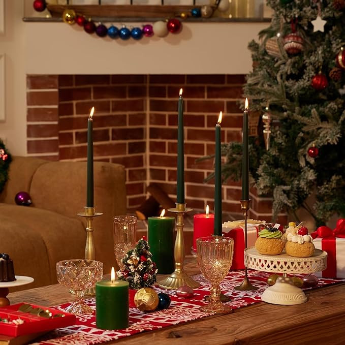 New Burning Formula Unscented Dripless 10-Inch Taper Candles Set of 12 - Dark Green, for Wedding,... | Amazon (US)