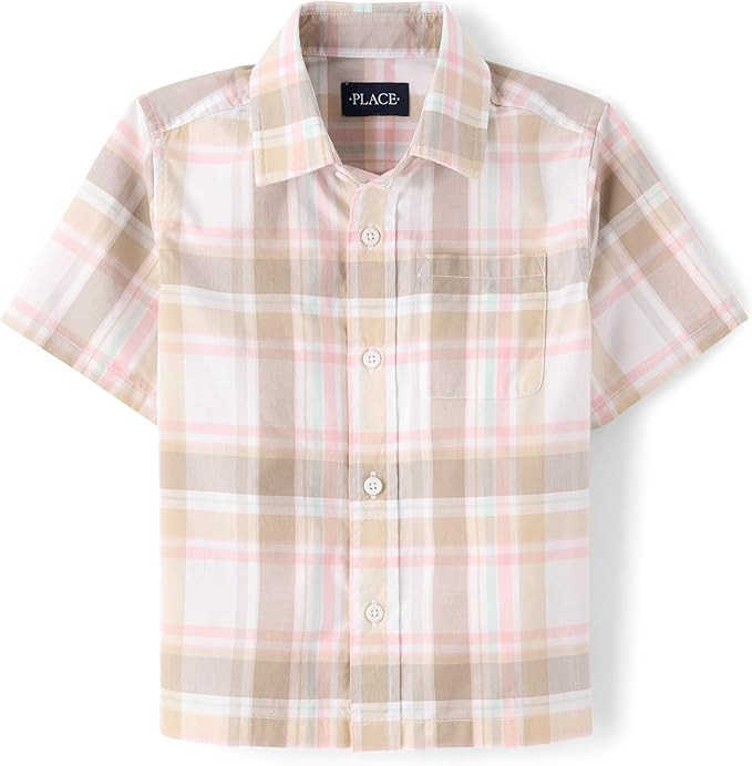 The Children's Place boys Short Sleeve Button Up Shirt | Amazon (US)