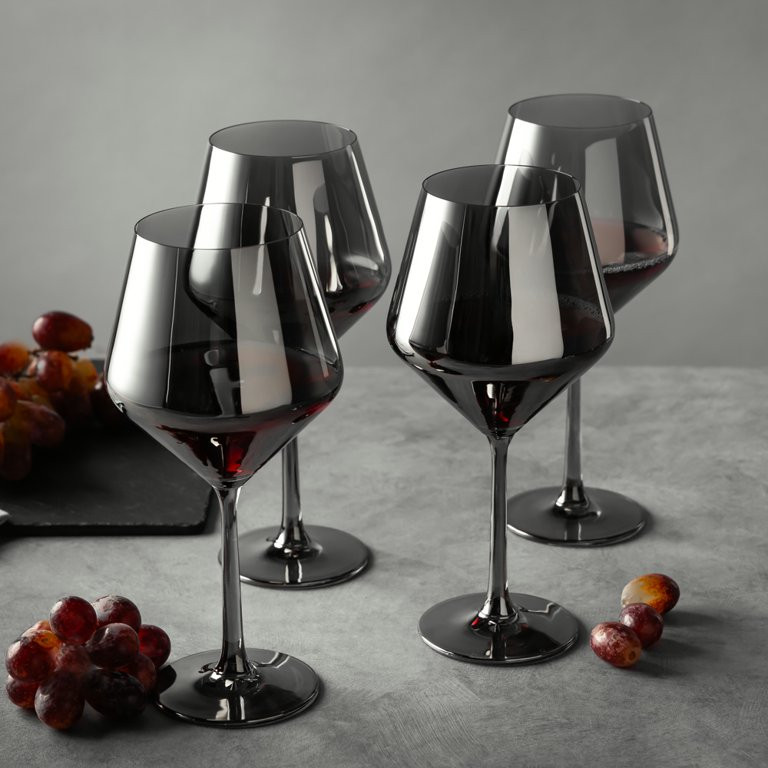 Thyme & Table 4-Pack Angled Wine Glass Set in Smoke Finish - Walmart.com | Walmart (US)