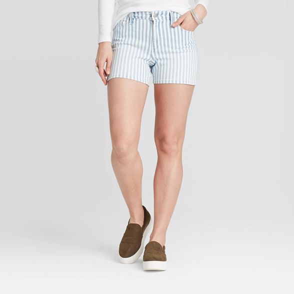 Women's High-Rise Stripped Jean Shorts - Universal Thread™ Light Blue | Target