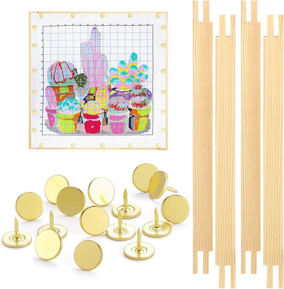 Glooglitter 2 Sets Stretcher Bars for Needlework with Thumb Tacks Regular Needlepoint Stretcher B... | Amazon (US)