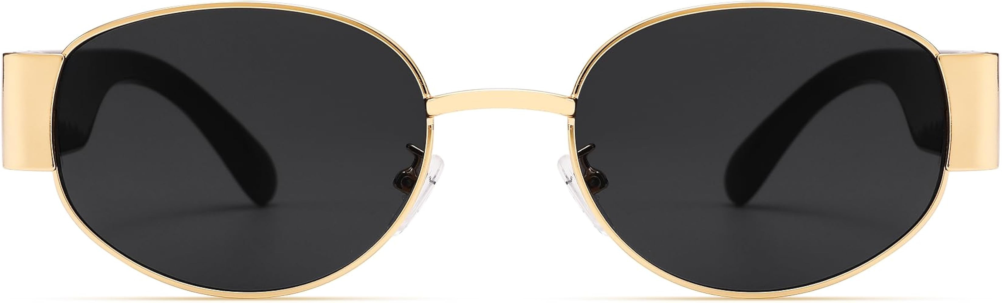 Bouryo Retro Oval Sunglasses for Women Men Trendy Classic Shades Metal Frame Sun Glasses UV400 Pr... | Amazon (US)