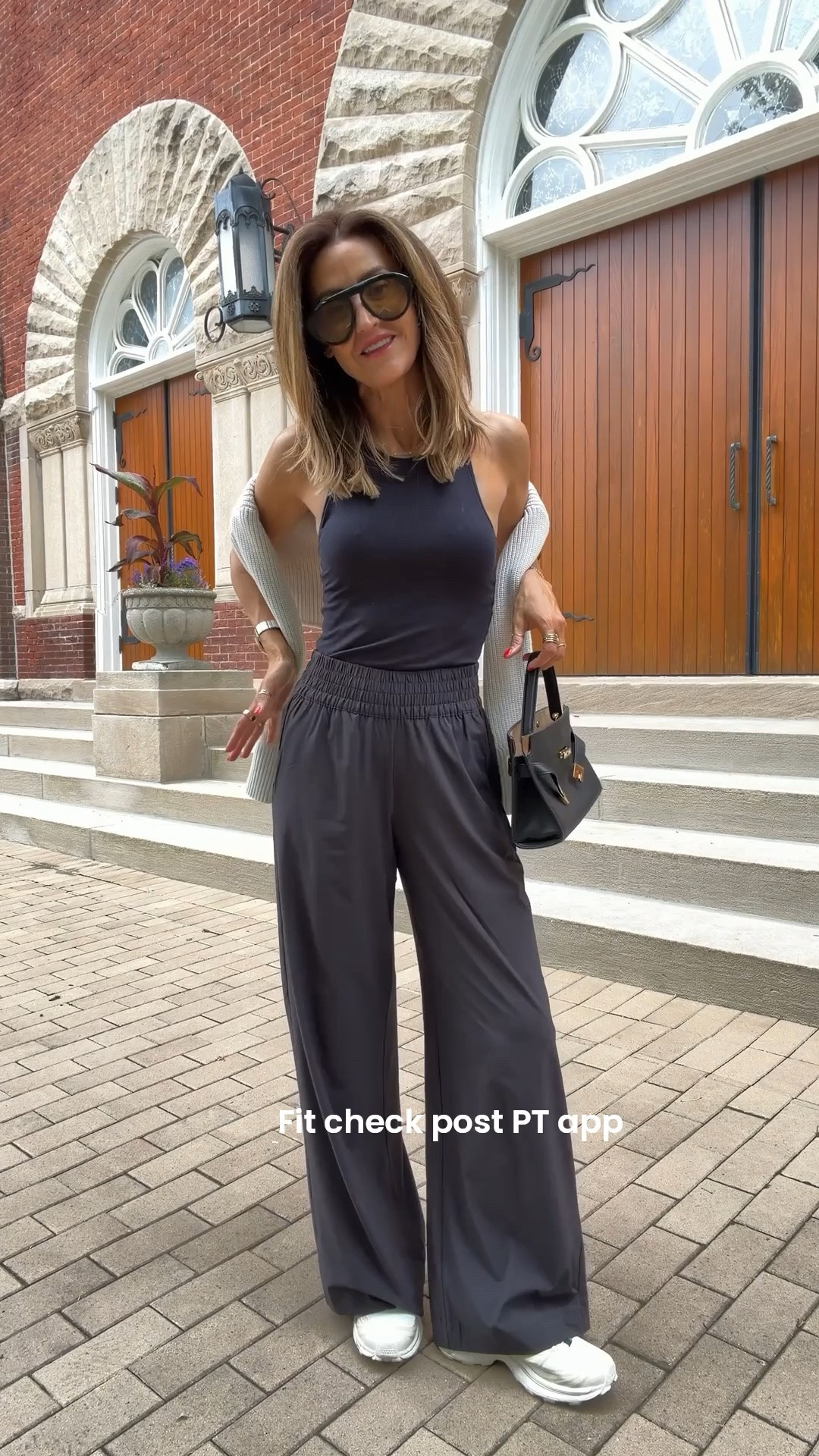 Fit check post PT app! I love these pants so much I own them in three other colors! The think elastic waistband is comfy and super flattering. Perfect for running errands or traveling. The rib knit racer back bra is great for workouts or as a tank under a sweater or jacket - size xs

#LTKgrwm #LTKdayinmylife #LTKootd