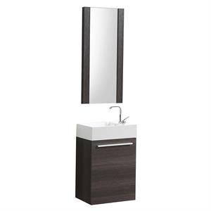 Colmar 18 Inch All Wood Bathroom Vanity with Acrylic Sink & Mirror - Dark Oak | Cymax