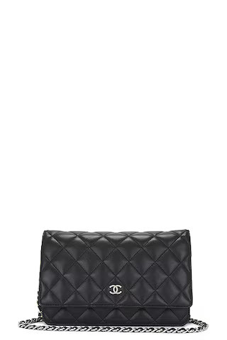 FWRD Renew Chanel Matelasse Lambskin Wallet On Chain Bag in Black | FWRD | FWRD 