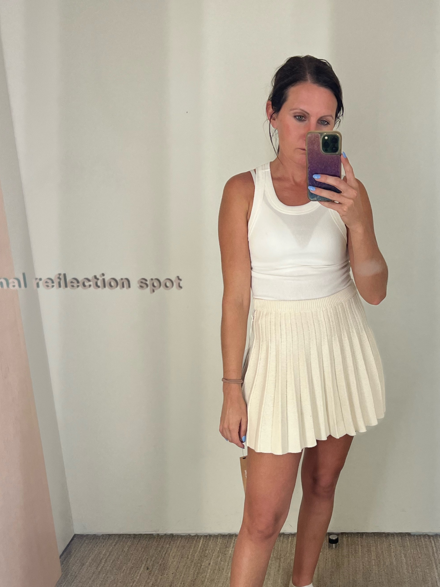 Pleated Cotton Knit Mini Skirt