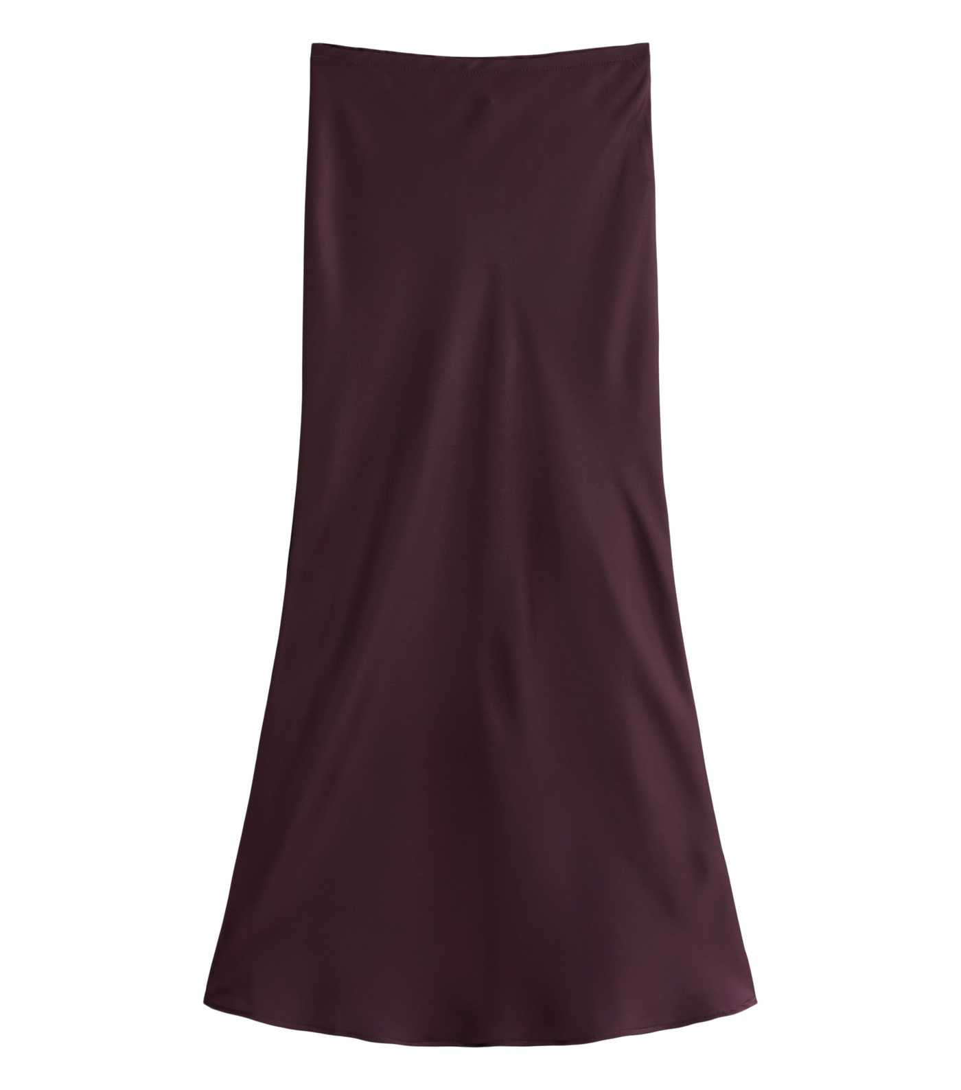 Dark Burgundy Satin Bias Cut Midi Skirt | New Look | New Look (UK)