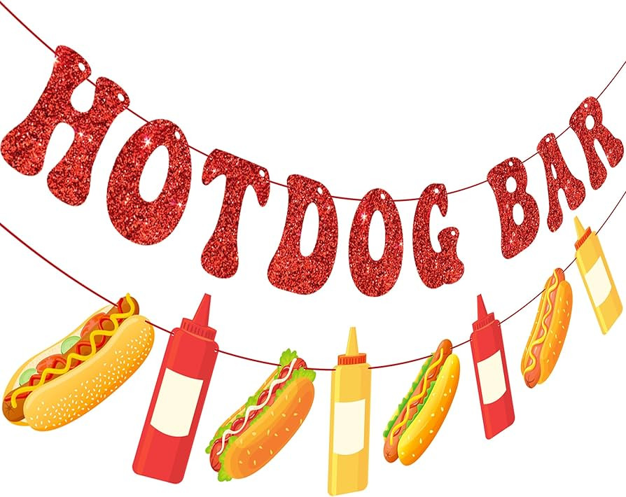Amazon.com: 2pcs Hotdog Bar Banners Hotdog Birthday Party Decorations Fast Food Theme Banners for BBQ and Picnic, Sausage Party Supplies : Home & Kitchen | Amazon (US)