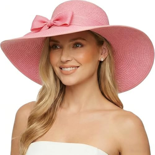 DRESHOW Beach Hats for Women Big Straw Wide Brim Summer Hat Floppy Foldable Roll up Cap Sun Hat U... | Amazon (US)