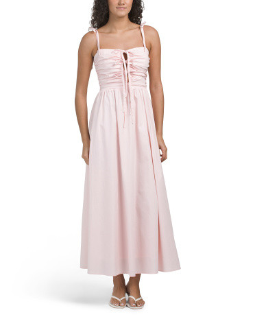 Bow Front Maxi Poplin Dress | TJ Maxx