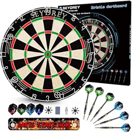 Amazon.com : LinkVisions Sisal/Bristle Dartboard with Staple-Free Bullseye 17.8” x1.5 and 12 Steel T | Amazon (US)