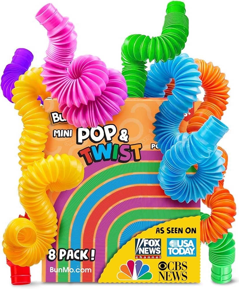 BUNMO Kids Stocking Stuffers 5-8 | Pop Tubes 8pk Small | Sensory Toys for Kids | Stocking Stuffer... | Amazon (US)