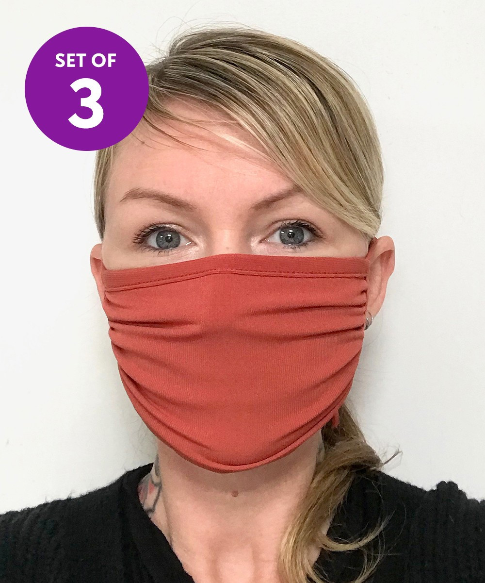 Promises Masks Fabric Face Masks Rust - Rust Non-Medical Face Mask - Set of Three | Zulily